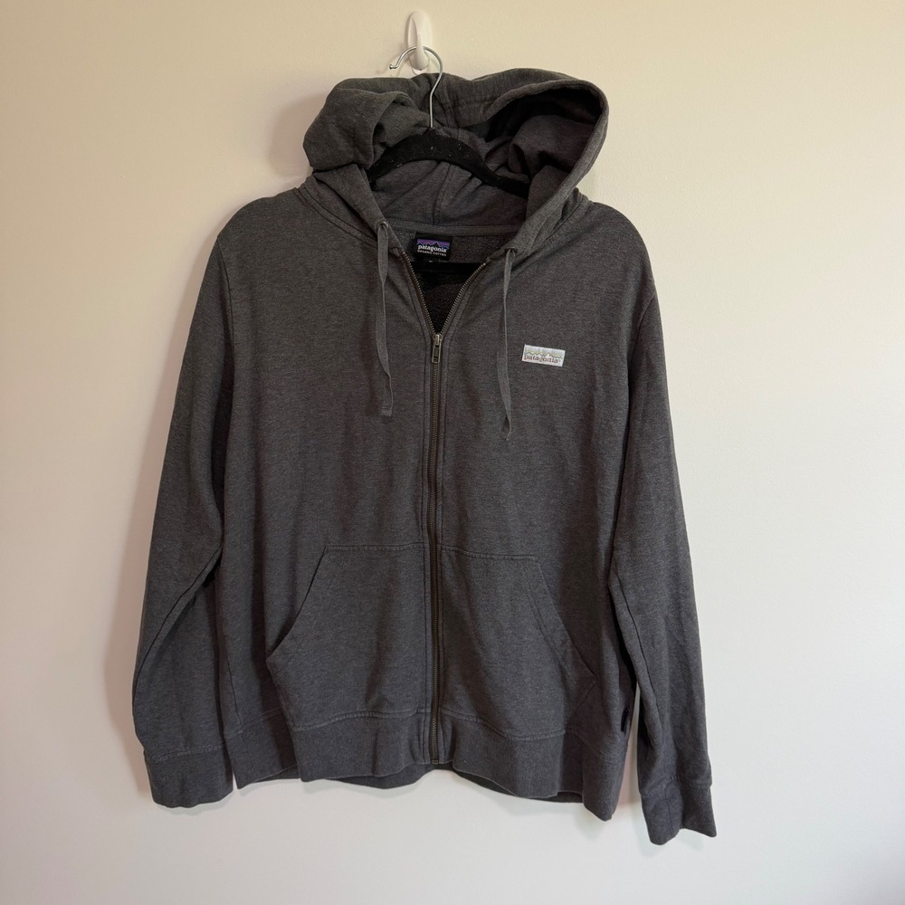 Patagonia Mens XL Gray Apricot Lane Farms Full Zip Organic Cotton Hoodie